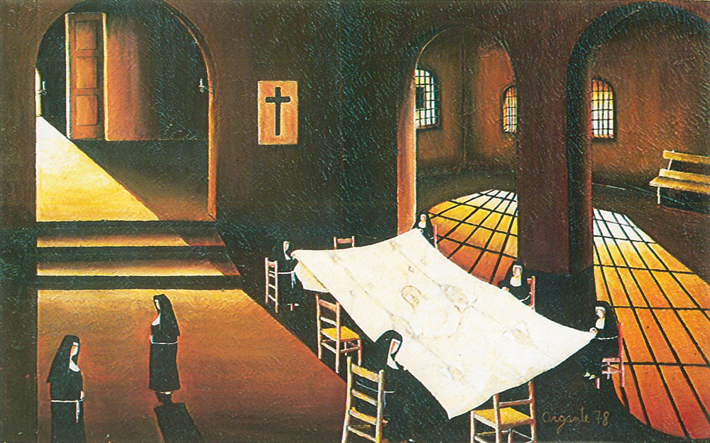 Le clarisse di Chambery (La Sindone) - 1978 - 50x80 -quotazione euro 3.000,00