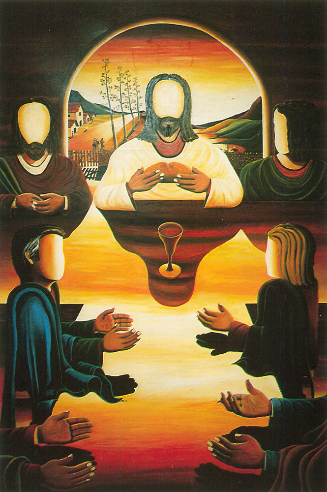 L'ultima cena (Questo è il mio corpo) 1982 - mt. 2,98 x 1,95 - esposto nella Chiesa di Santa Rita a Siracusa