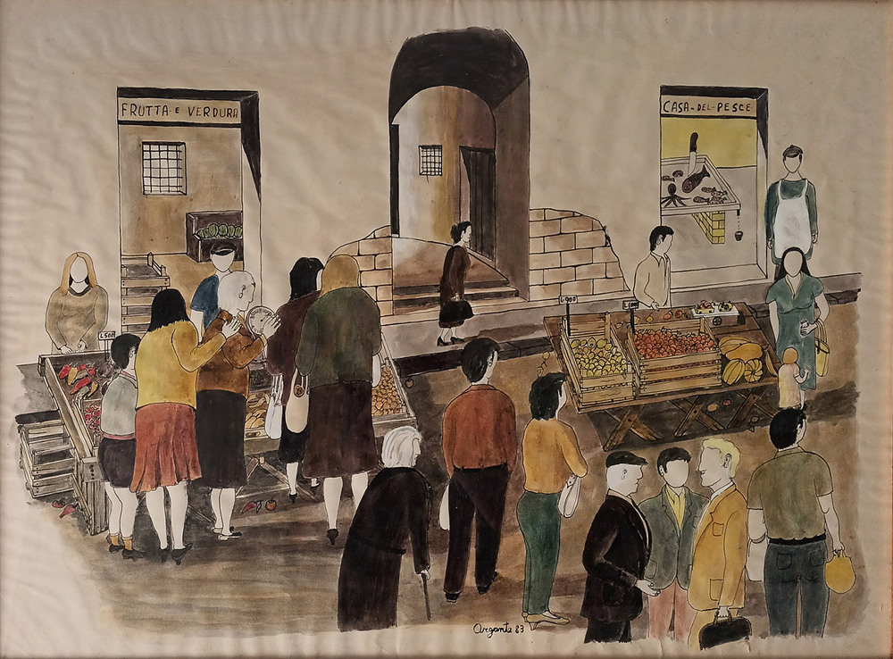 Al Mercato - 1983 - 65x47 - quotazione euro 350,00