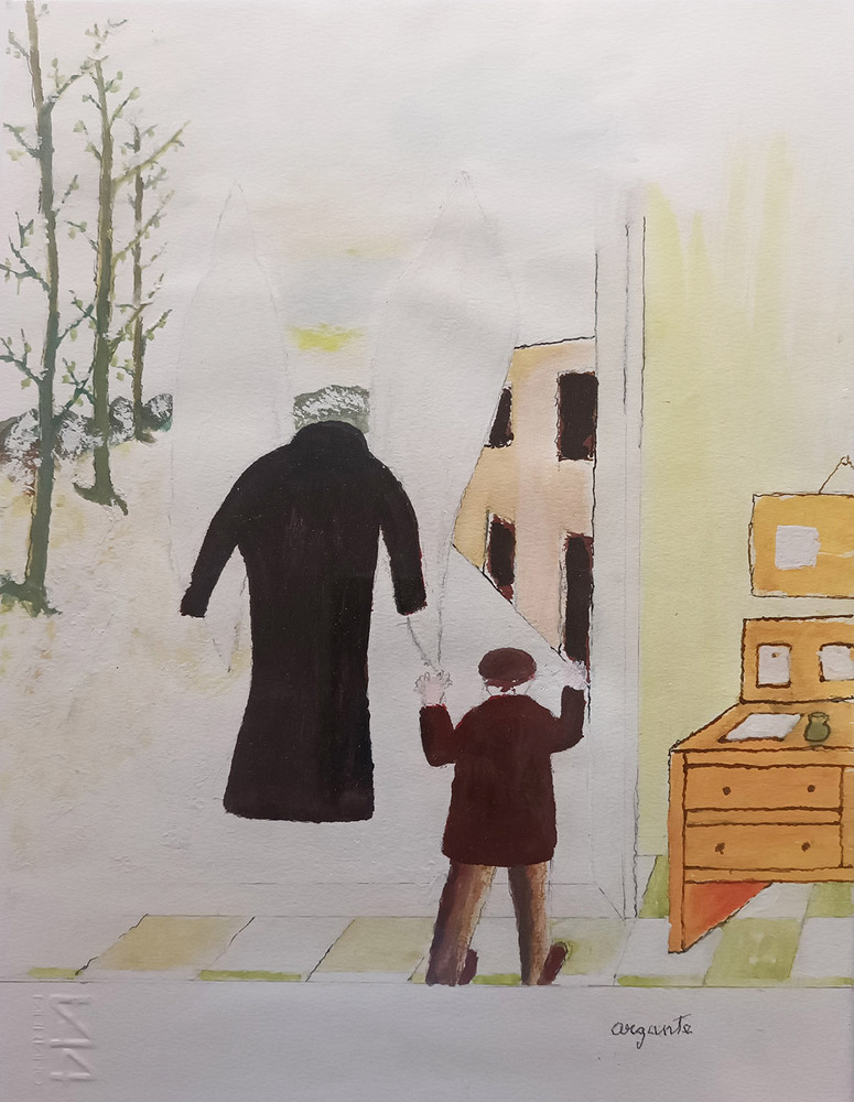 Il Cappotto do Gogol - 2005 - 20x30 - dedicato al monologo teatrale del figlio 