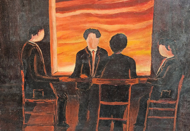 Seduta medianica - 1975 - 40x50 quotazione euro 1200,00 - copertina del libro I danni dello spiritismo di Francesco Bamonte 