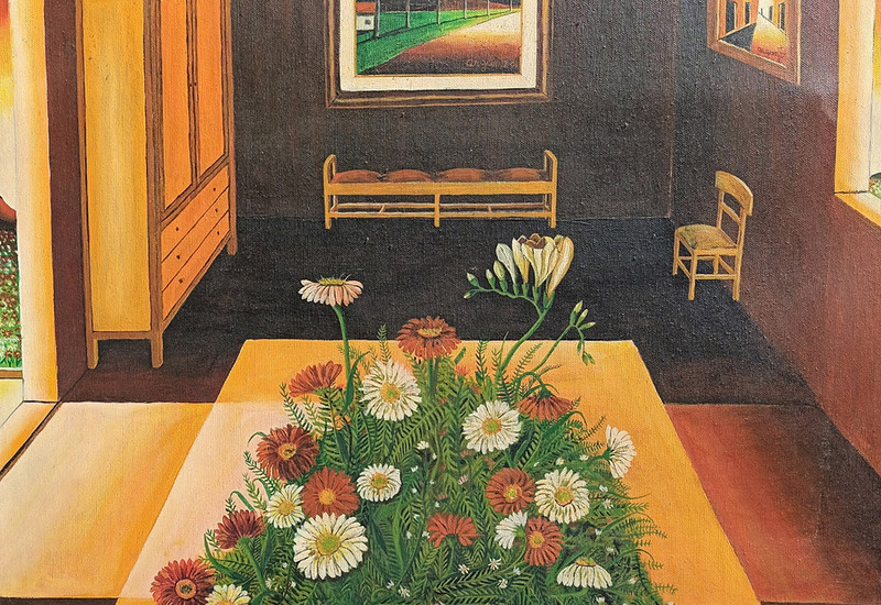 Stanza con fiori - 1980 - 50x70 b-quotazione 1050,00